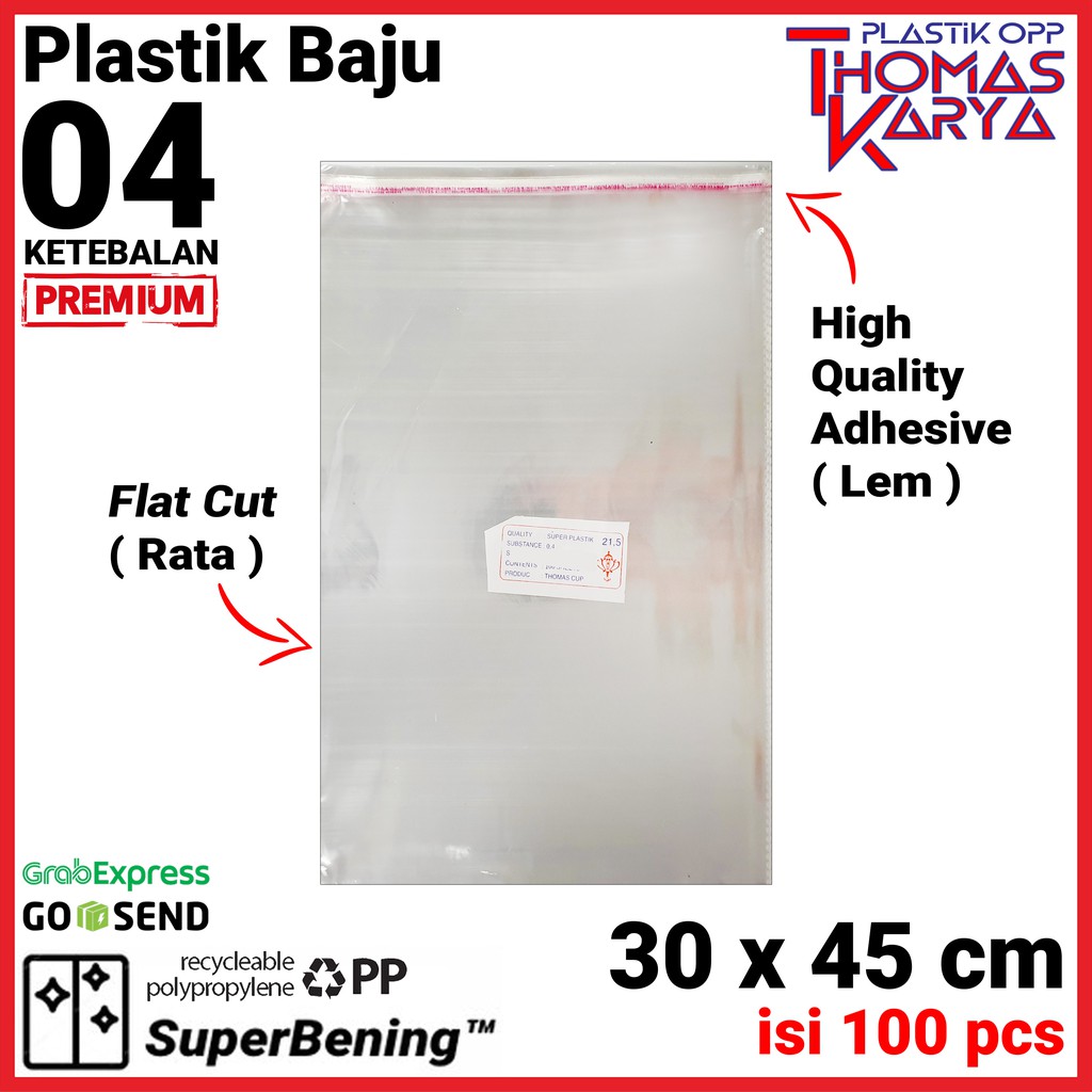 Plastik OPP Baju 30x45 DOUBLE SEAL isi 100 Kantong Bening Packing Pakaian