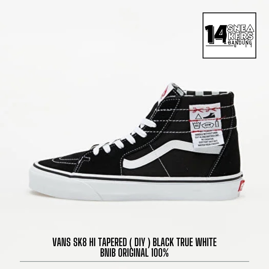 Sepatu Vans SK8 Hi Tapered ( DIY ) Black True White ORIGINAL