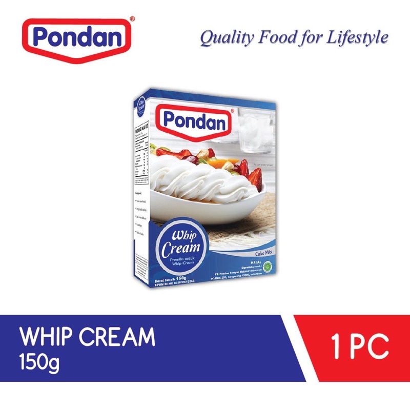 

PONDAN WHIP CREAM 150G (Bubuk Instan Krim Whipping)