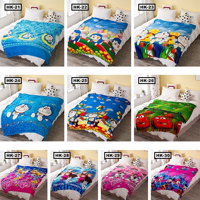 NEW PRODUK !!!Selimut Bulu Motif Selimut Karakter Selimut Bulu Anak Lembut Tebal SELIMUT DORAEMON - HK COD