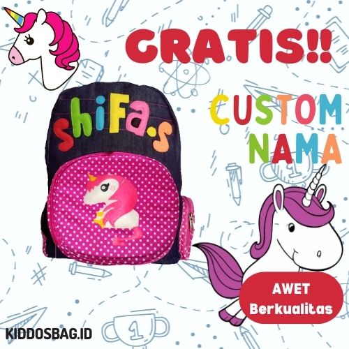 TAS KARAKTER ANAK SEKOLAH PAUD TK SD BOCIL PEREMPUAN LAKI-LAKI TAS CEWEK COWOK CUSTOM NAMA DAN WARNA