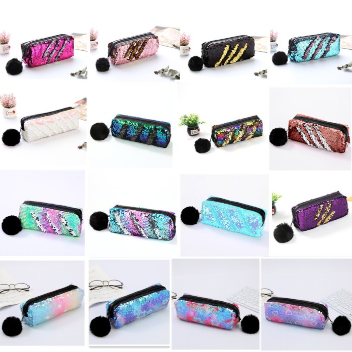 

Terlaris G13 Kotak Pensil Pouch Sequin / Sequins Motif Premium New Model 2022 Bergaransi