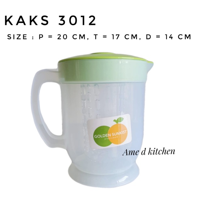 Kan air / teko kecil + saringan tutup hijau KAKS 3012 golden sunkist