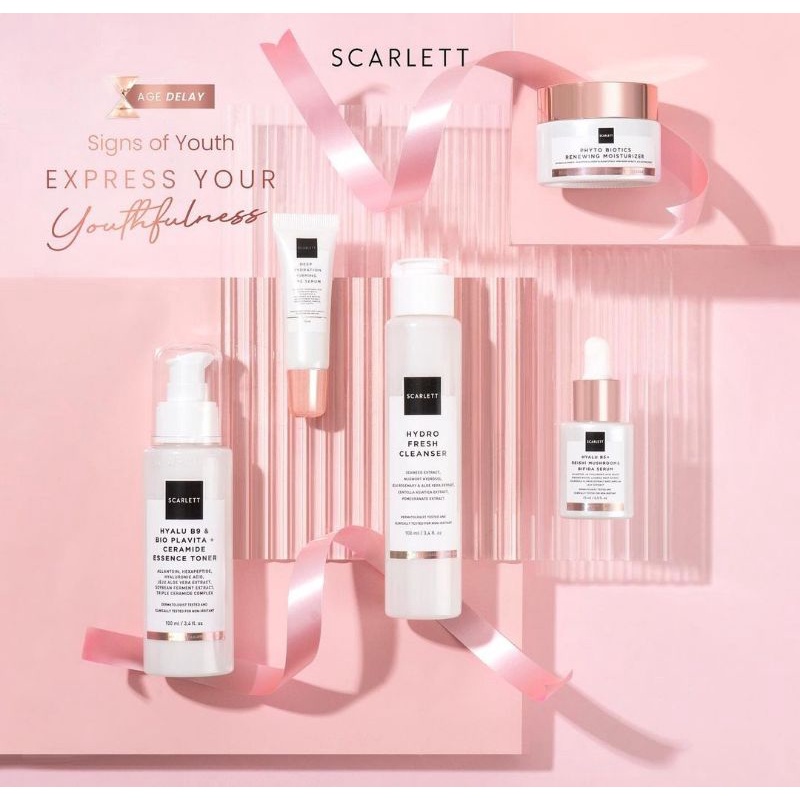 SALE !! SCARLETT AGE DELAY HYDRO FRESH CLEANSER TONER EYE CREAM SERUM MOISTURIZER