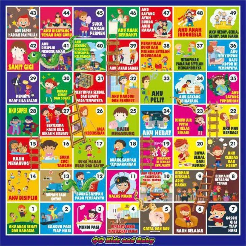 1x1 meter playmat ular Tangga kebiasaan sehari-hari playgame playboard Playground Montessori matras 