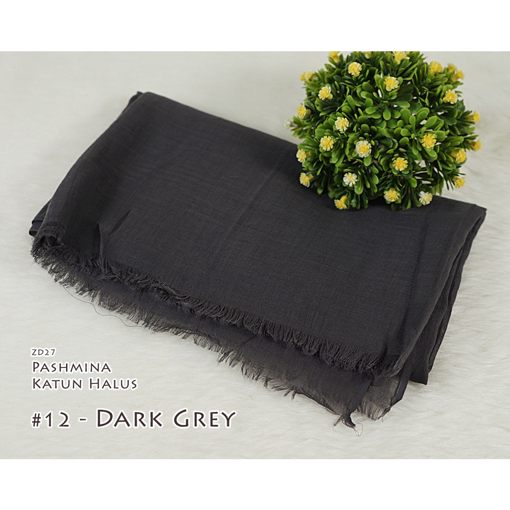 Pashmina Polos Katun Halus - CINDY by Luulu Scarf-#12 - Dark Grey