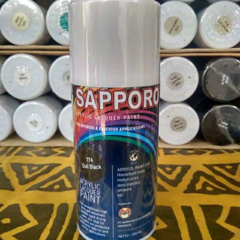 

Cat Sapporo 774 Dull Black / Cat pilox hitam doff / Sapporo hitam Doff 300ml