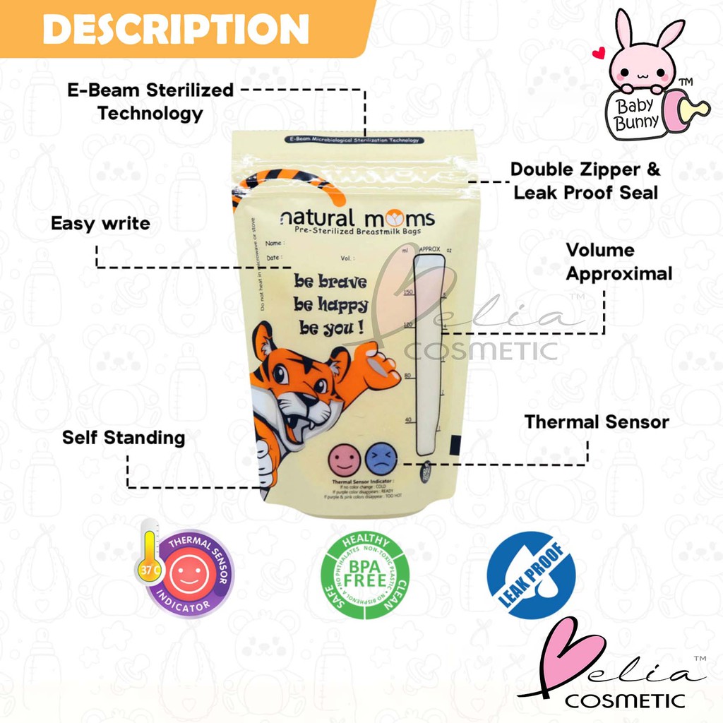 ❤ BELIA ❤ NATURAL MOMS Kantong ASI 100 120 150 | Thermal Sensor kantung susu bayi anak breast milk