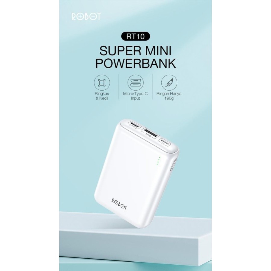 PowerBank ROBOT 10000mAh RT10 Dual Port USB - Garansi Resmi 1 Tahun