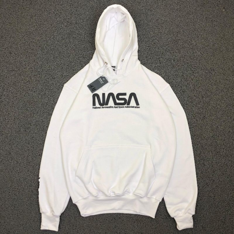 JAKET SWEATER HOODIE H&M NASA BLUEPRINT PUTIH
