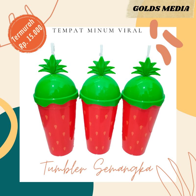 GELAS MUG CUPS BOTOL TUMBLER PLASTIK YANG UNIK DAN LUCU DENGAN SEDOTAN  / Tumbler Korea / Tumbler Vi