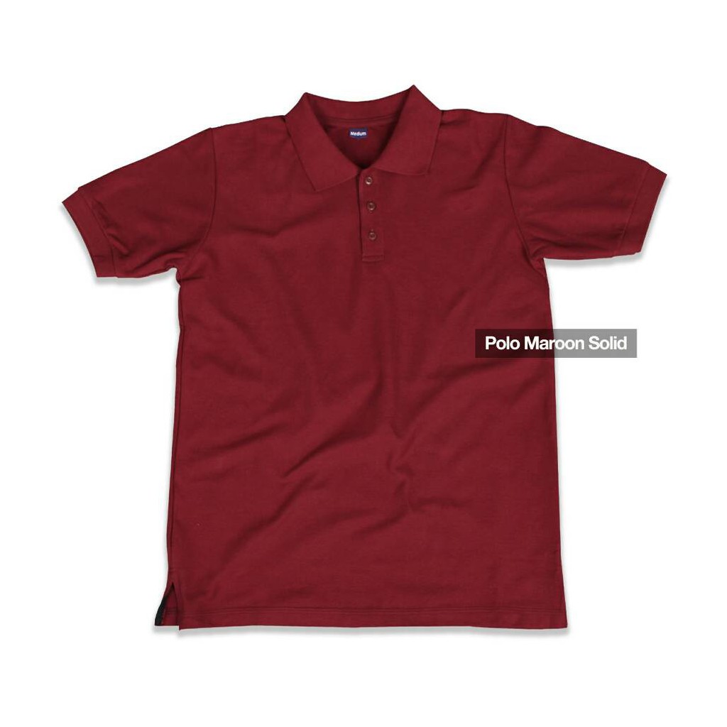 Kaos Polo Polos Berkerah Warna Maroon Solid lembut nyaman untuk Pria Wanita