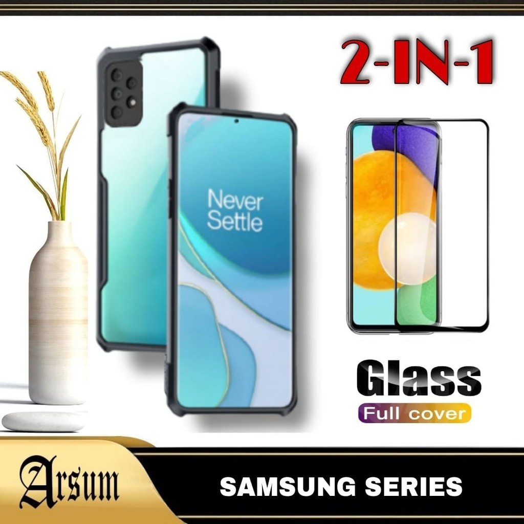 Case Transparan Samsung A52 5G 2021 A52s 2021 M52 5G 2021 Softcase Cover Airbag Free Tempered Glass Layar