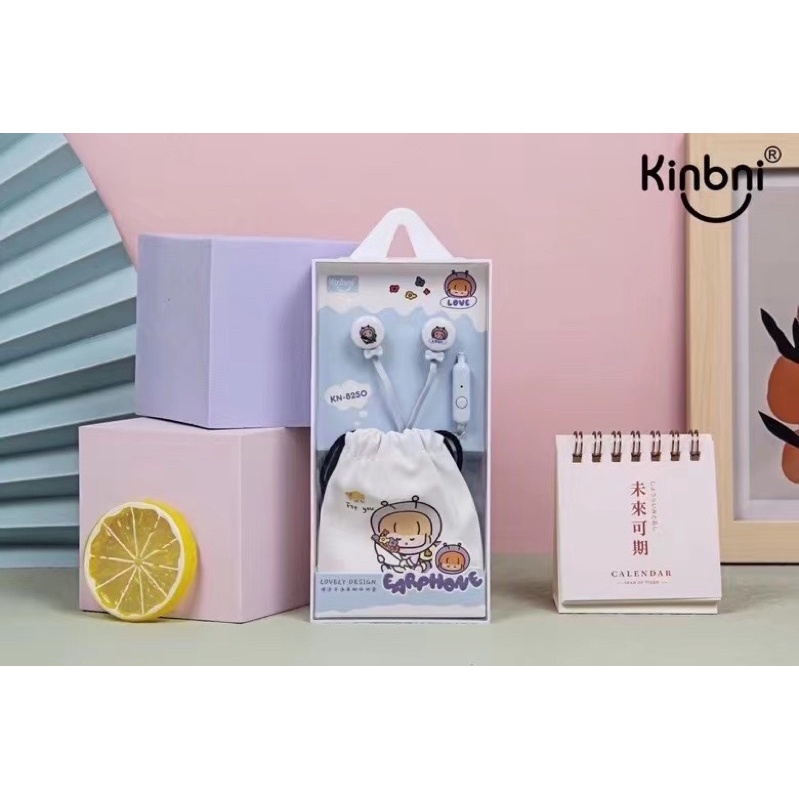 [ KN-8250 ] Set Headset Earphone LOVE CARTOON LUCU / Kain penyimpanan Earphone Karakter Lucu