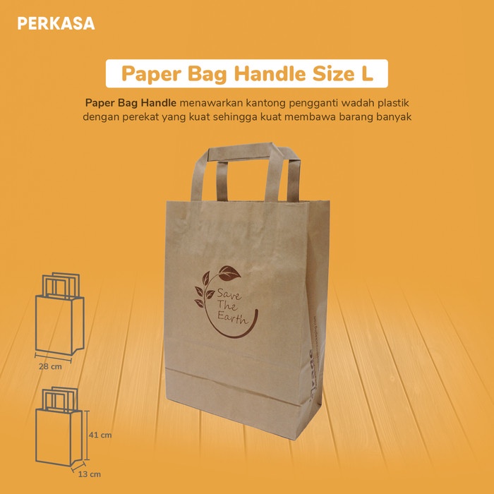 

✨ BISA COD ✨ Paper Bag Handle L 28x40x13 / Tas Kertas Kantong Roti / Fried Chicken