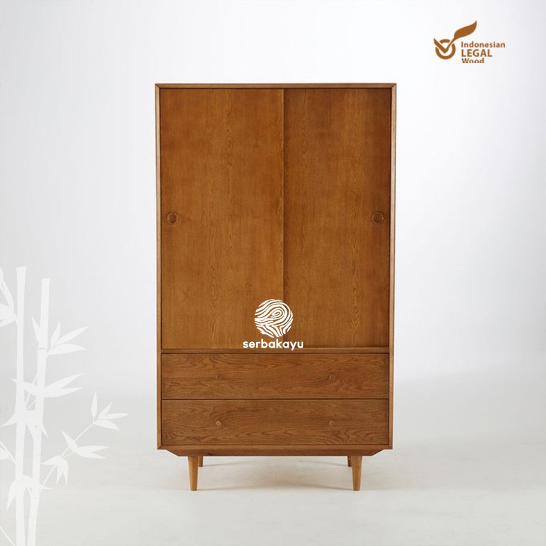 Lemari Pakaian Minimalis - Lemari Retro kayu Jati Solid - GRADE A