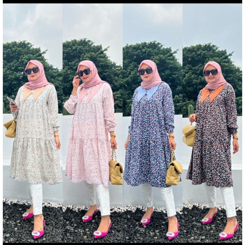Tunik Hanami Terbaru / Midi Dress Crinkle Terbaru / Midi Dress Rubiah Terbaru / Midi Dress Jumbo Ter
