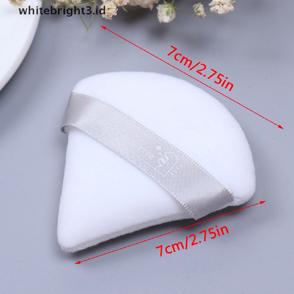 (whitebright3.id) Spons Puff Mini Bentuk Segitiga Bahan Katun Satin Untuk Makeup