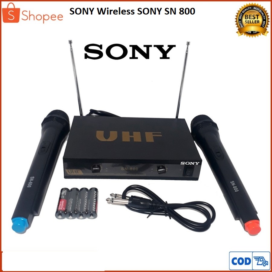 Mic Microphone Double Wireless Sony SN 800 suara mantap Batrai AA