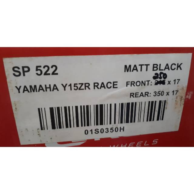 Velg RCB Sp522 Yamaha Y15ZR Mx King 250/350 warna matt black