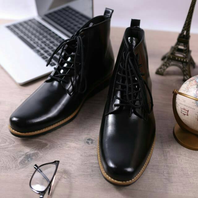 Sepatu boot kantor pria sepatu pantofel sepatu kulit asli Boston Sparta