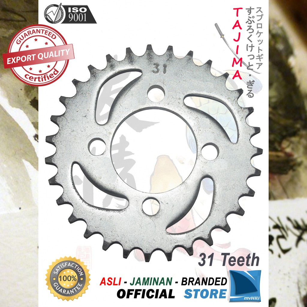 Gigi Tarik 28T ~ 39T KAWASAKI Kaze / R / R New Gir Belakang - Rear Sprocket Gear TAJIMA-428-31T