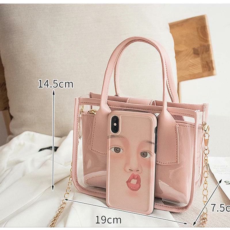 FLASH SALE 10.10 - TRANSPARAN JELLY BAG TAS SELEMPANG TAS KULIT SINTETIS HANDBAG TAS WANITA MURAH