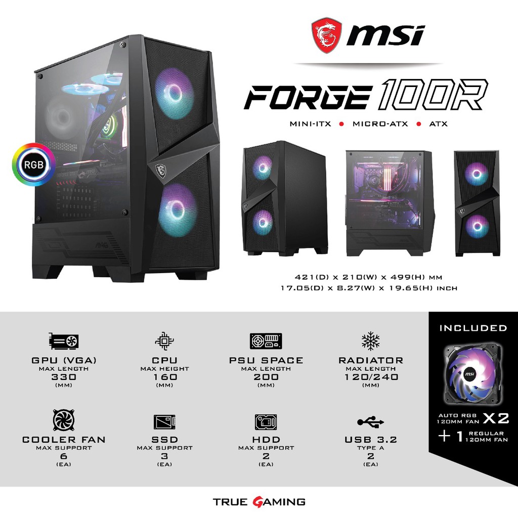 CASE MSI MAG FORGE 100R RGB ATX CASING