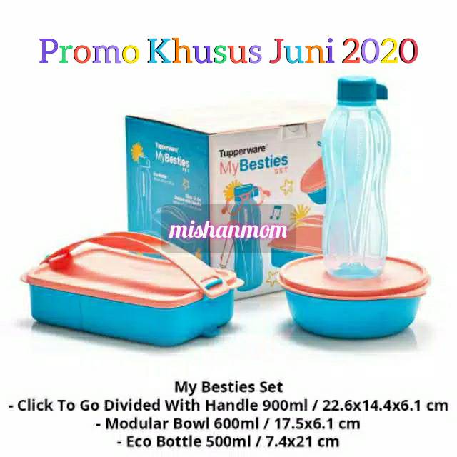 My Besties Set ada innerbox TUPPERWARE/ RANTANG ECO BOtOL 500ml  BIRU LUNCH SET Modular Bowl 600ml