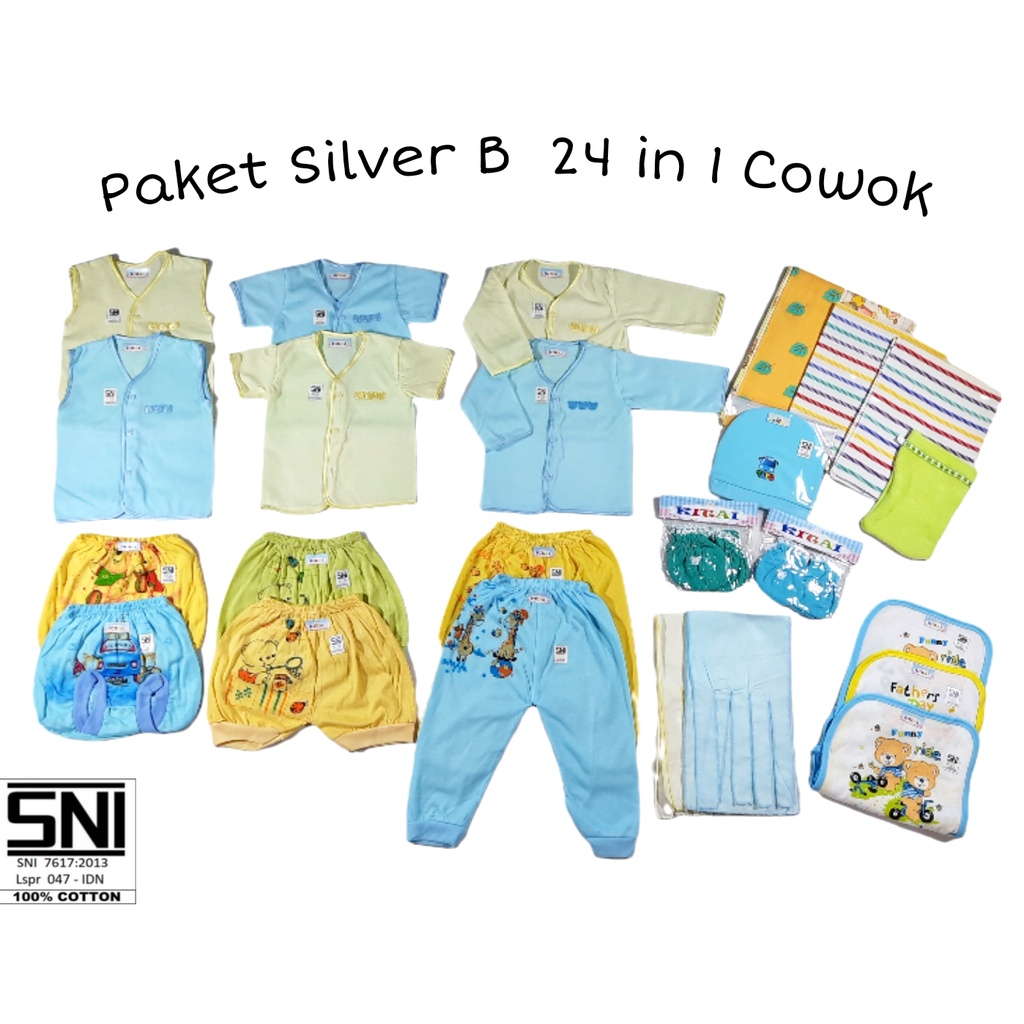 PAKET BAJU BAYI BARU LAHIR / HAMPERS FOR NEWBORN SILVER B 24 IN 1