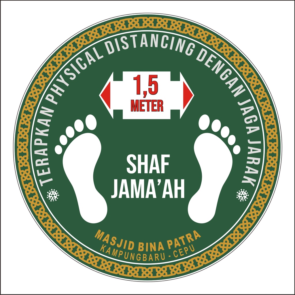 

Stiker Lantai Masjid PHYSICAL DISTANCING atau JAGA JARAK CUSTOM Desain Suka suka
