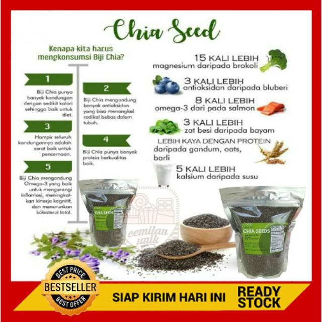 

500gr ORGANIC CHIA SEED | chia seeds | chia seed hitam organik | chia seed organik nutrisi ibu hamil