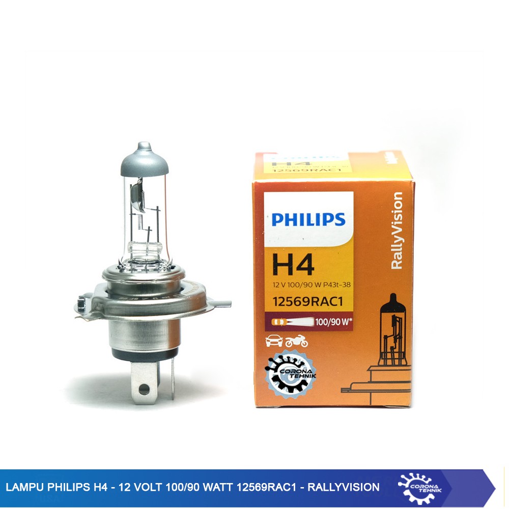 Philips  Lampu H4 - 12 Volt 100/90 Watt 12569RAC1 - RallyVision