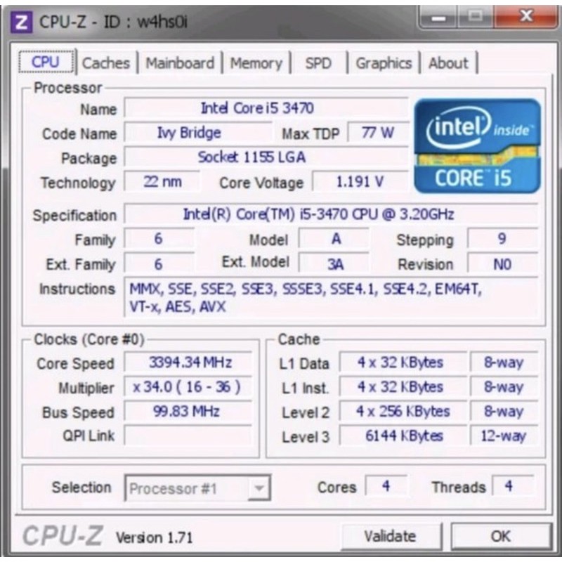 CPU RAKITAN CORE I5 3470 RAM DDR3 8GB SSD 256GB DVD RW SPEK GAMING LIKE NEW