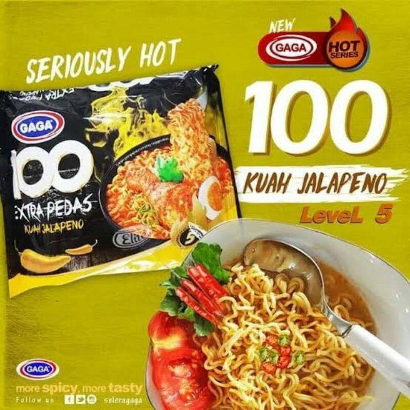 

Gaga Mie Instant 100 Extra Pedas Kuah Jalapeno 75G