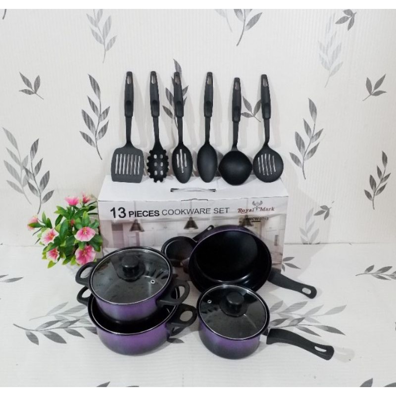 Panci Set 13 Pcs Cookware cantik (Gradasi), Cookware Alat Memasak Tutup Kaca