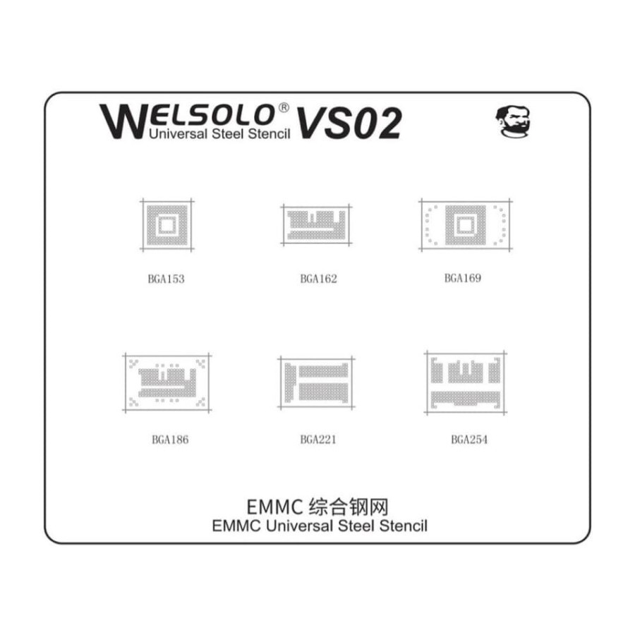 WELSOLO VS02 Stel Stencil Cetakan IC EMMC Universal