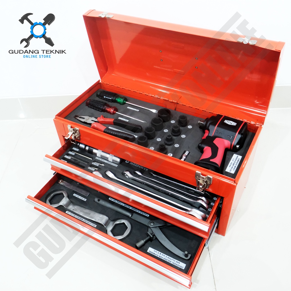 Tool Kit SET 73pcs MAXPOWER MAXTS029 / Peralatan Alat Bengkel Impact Wrench SET - Hand Tool Tool Box Toolbox 73 pcs MAXPOWER