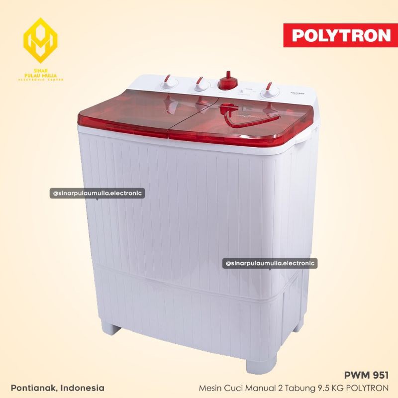 Polytron Mesin Cuci 2 Tabung 9.5 KG [Hijab Mode] - PWM 951 / PWM951