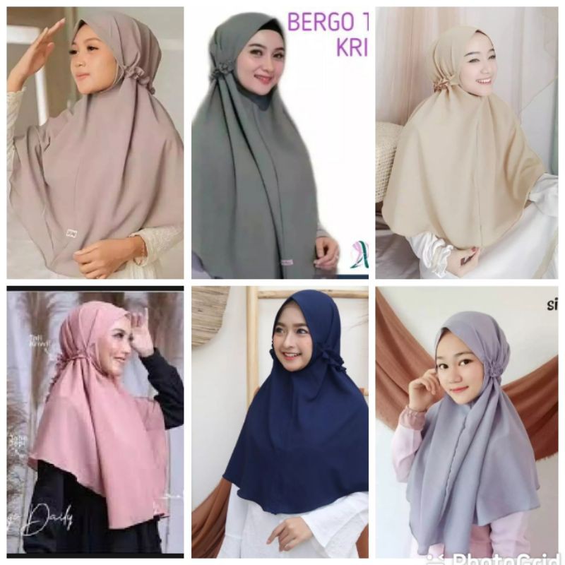 Hijab Bergo Tali Kriwil Instan Premium Diamond Strech