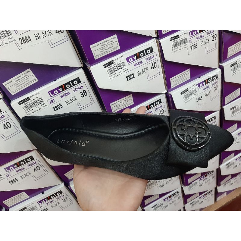 LAVIOLA Sepatu Flat Shoes Hitam Polos Wanita Dewasa Original