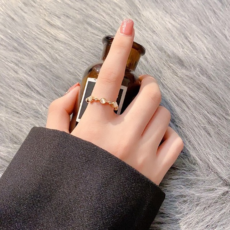 Cincin Jari Telunjuk Model Terbuka Opal Gaya Korea Untuk Wanita