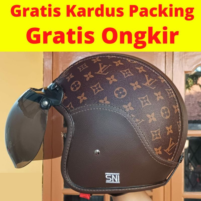 Helm bogo kulit LV wanita premium Terbaru classic hijab dewasa