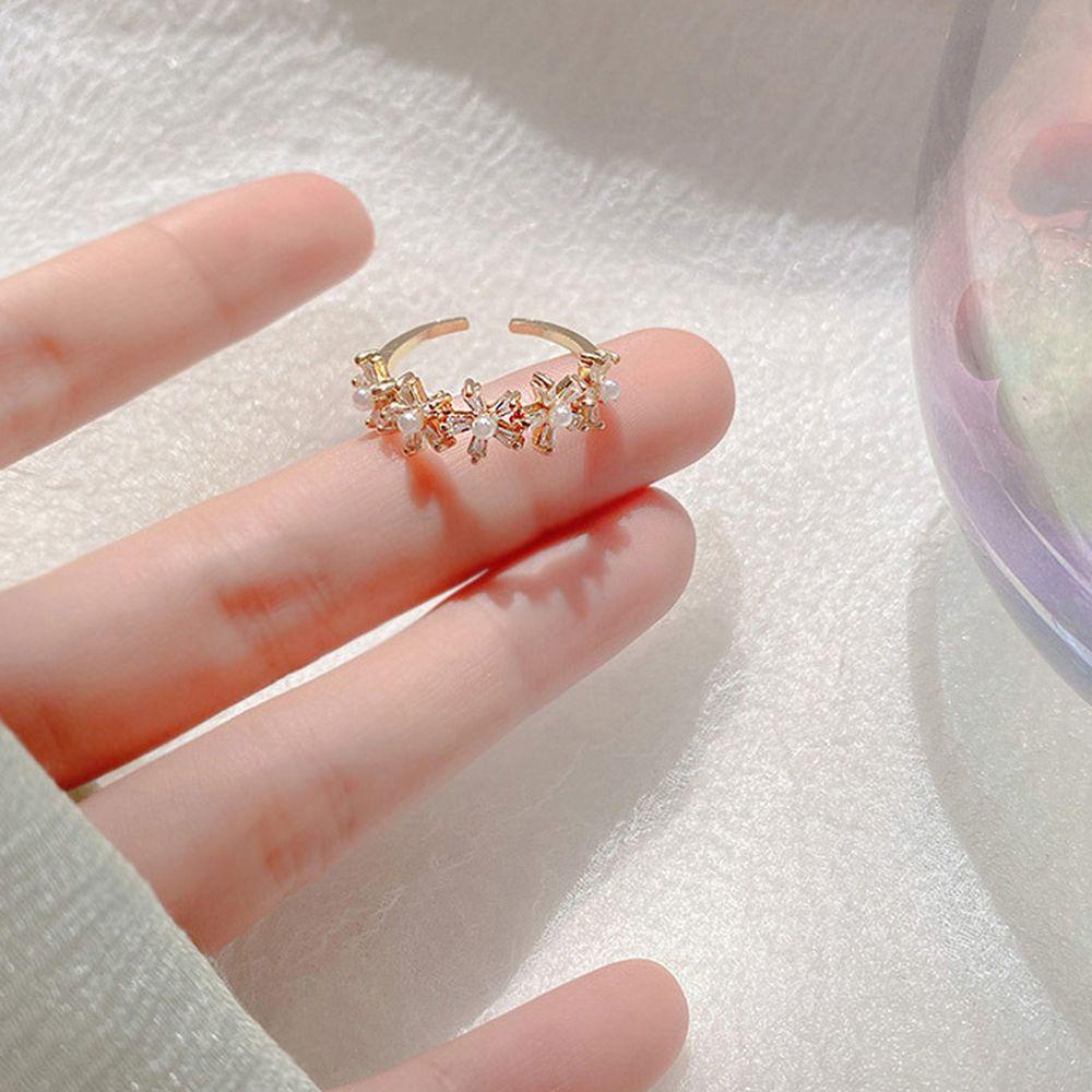Mxbeauty Cincin Perempuan Mewah Indah Mutiara Bunga Peri Elegan Perhiasan Fashion