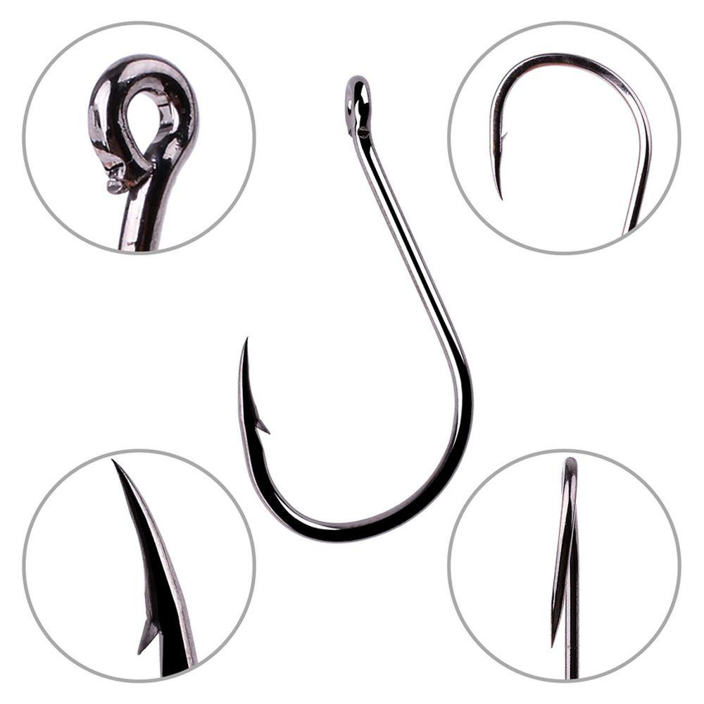 REBUY Carp Eyed Fishing Hook 100pcs/40pcs/Box Fish Hook Tackle Gepeng Tajam Berduri Kait Aksesoris Memancing Single Jig Curve Shank Hooks