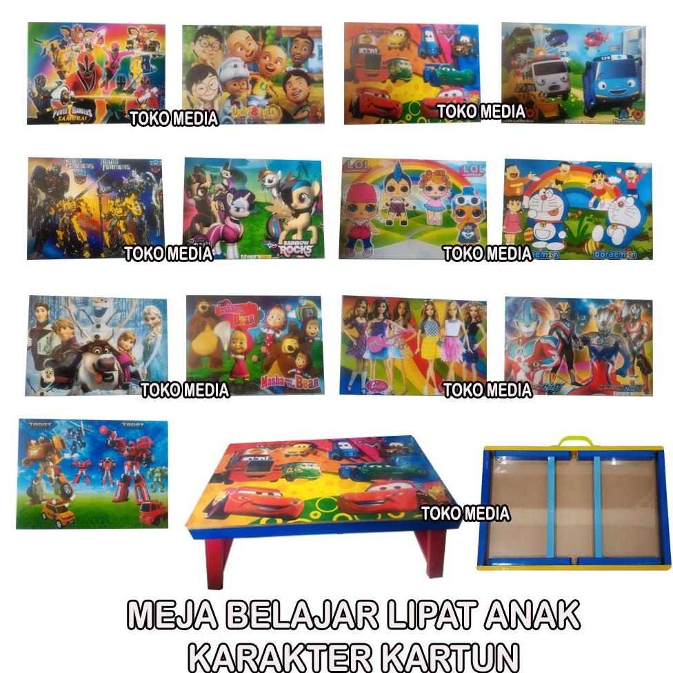 MEJA LIPAT KAYU BELAJAR / MAKAN / GAMBAR ANAK KARAKTER KARTUN TERLARISS...,,,,,