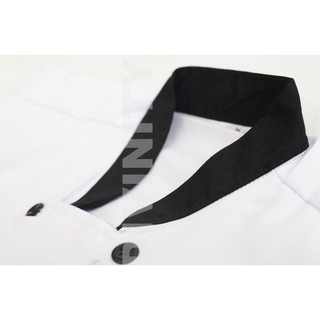 Paling murah!! BAJU KOKI CHEF UKURAN JUMBO HITAM TANGAN PENDEK PRIA  LIST MERAH
