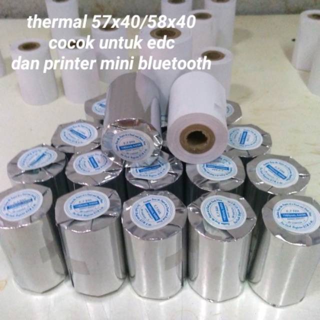 

Kertas kasir thermal ukuran 57x30 stuk edc atau bluetooth ( 1 Lusin )