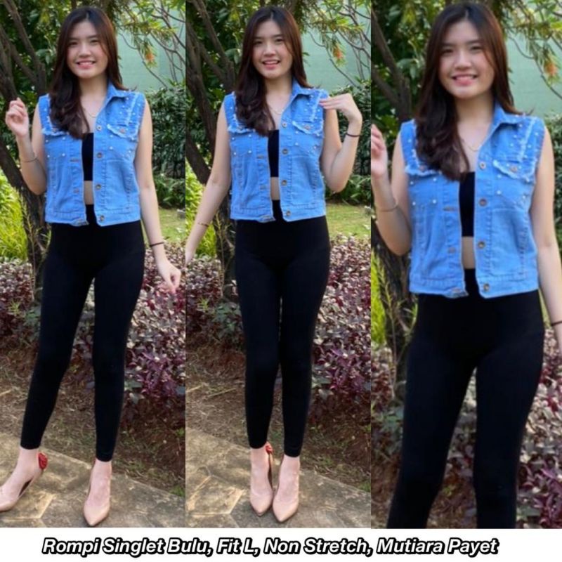 Rompi jeans black mutiara import ts