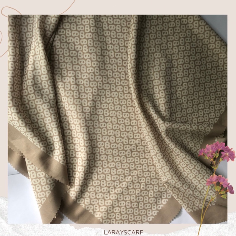 Hijab Voal Motif Button Premium Coklat Muda